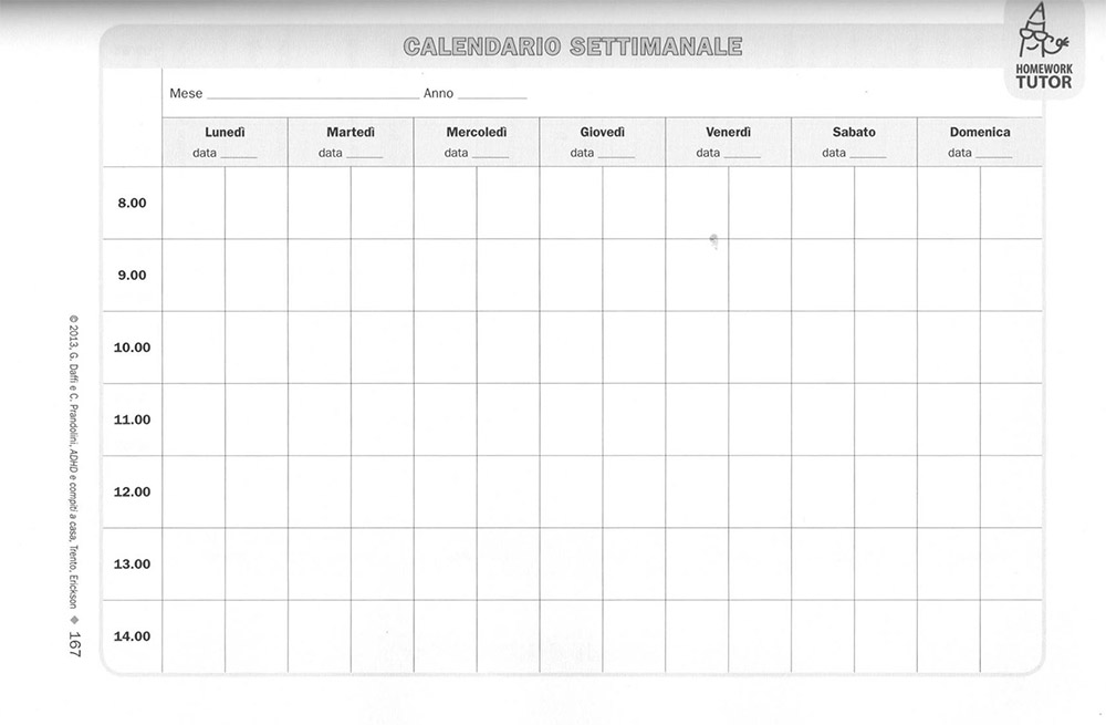 ADHD e Compiti a casa - Calendario